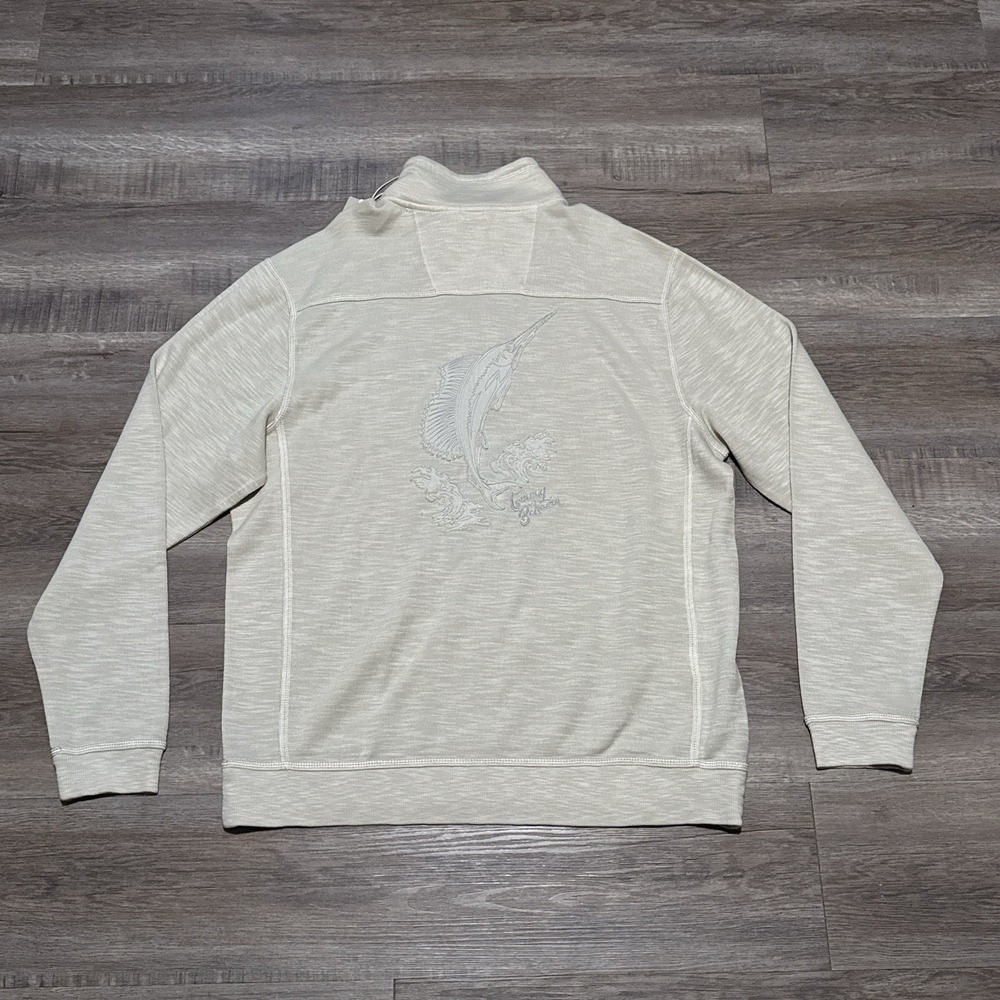 NEW Tommy Bahama Tobago Bay Marlin Splash Half-Zip Sweatshirt Men's Large Hazy L
